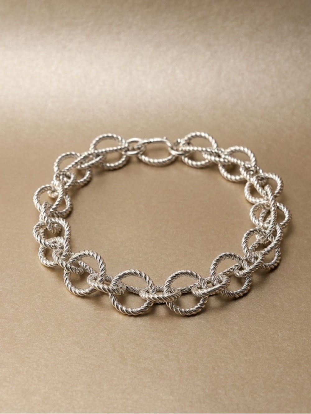 Silver Interlinked Rope Chain Bracelet - Picture 2 of 6